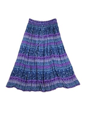 Requirements Indie Maxi Skirt Purple Blue Elastic Waist Festival Boho Hippie